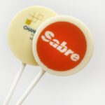 Logo branded white chocolate lolly