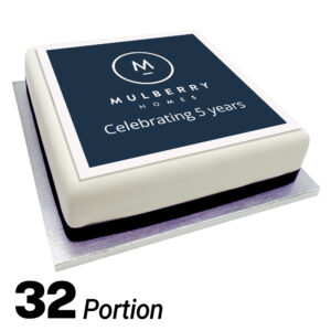 32 Portion (8 Inch) Branded Square Sharing Cake