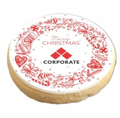 Sketched Christmas Wreath branded logo biscuit