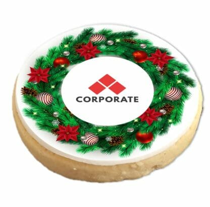 Christmas wreath branded logo biscuit