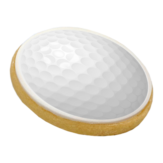 bespoke biscuit with golf ball logo
