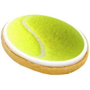 large biscuit with wimbledon ball logo