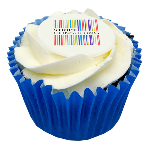 branded chocolate cupcake - blue