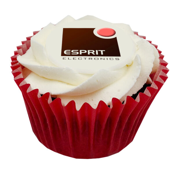 branded chocolate cupcake - red