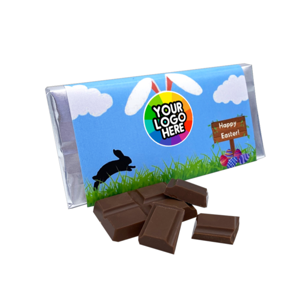 branded wrapped chocolate bar for easter