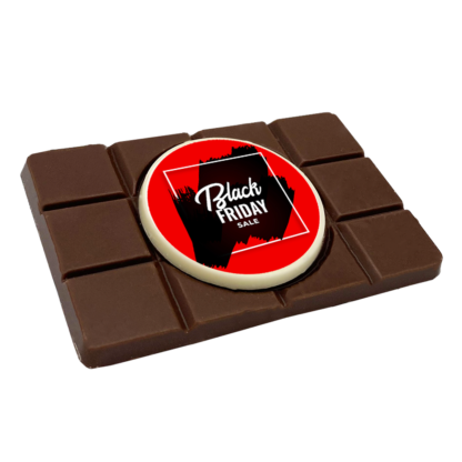 bespoke chocolate bar with a black friday sale logo