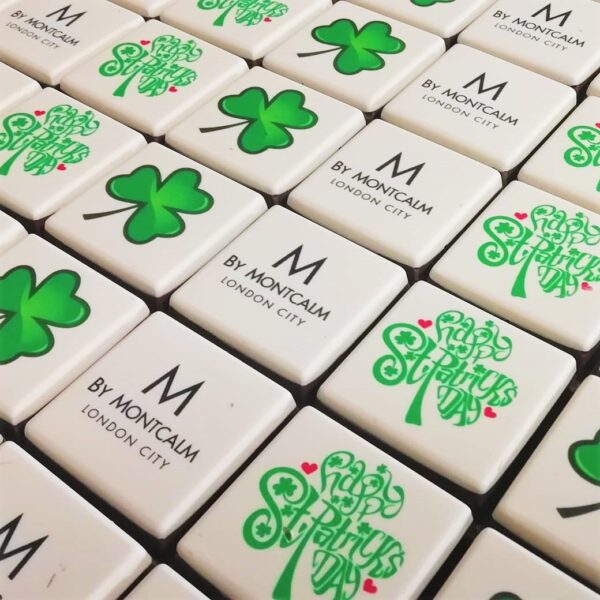 branded chocolate squares