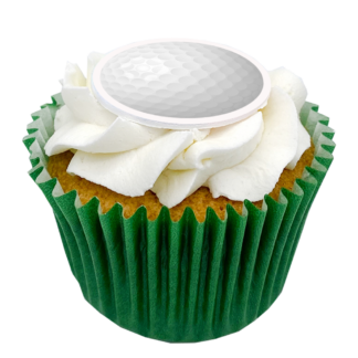 branded cupcake with golf ball logo