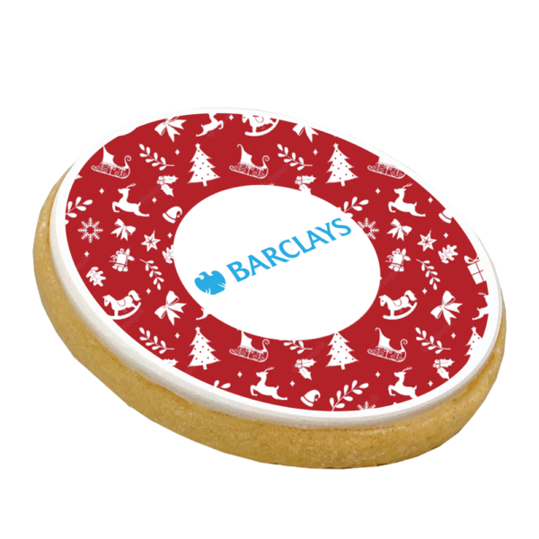 branded christmas themed round biscuit