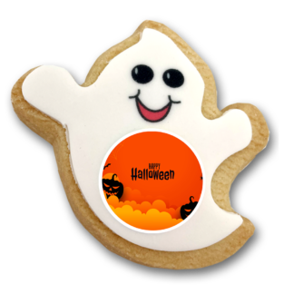 bespoke ghost shaped biscuit for halloween
