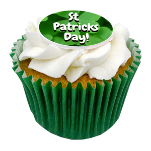 bespoke st patricks day cupcake with a green case