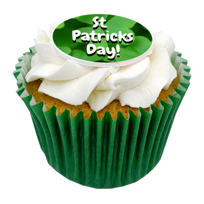 bespoke st patricks day cupcake with a green case