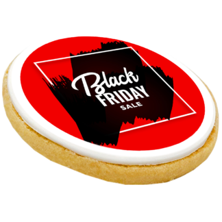 bespoke large biscuit with a black friday sale logo