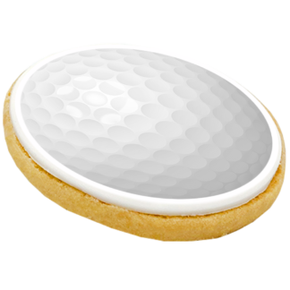 bespoke large biscuit with a golf ball logo