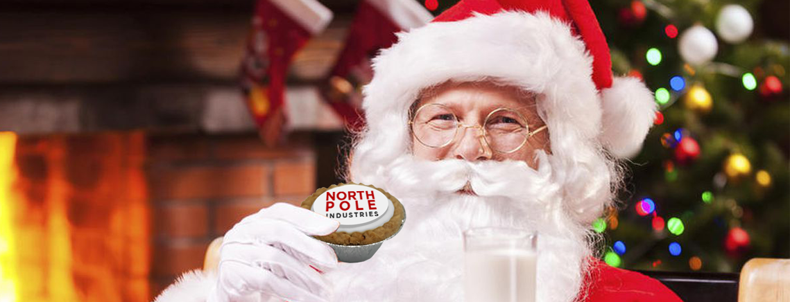 Santa Clause with a branded mince pie