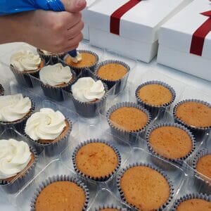 branded cupcakes in production