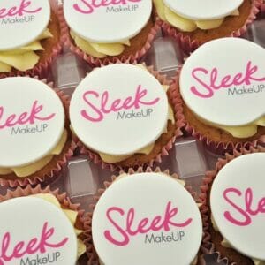 pink logo corporate cupcakes