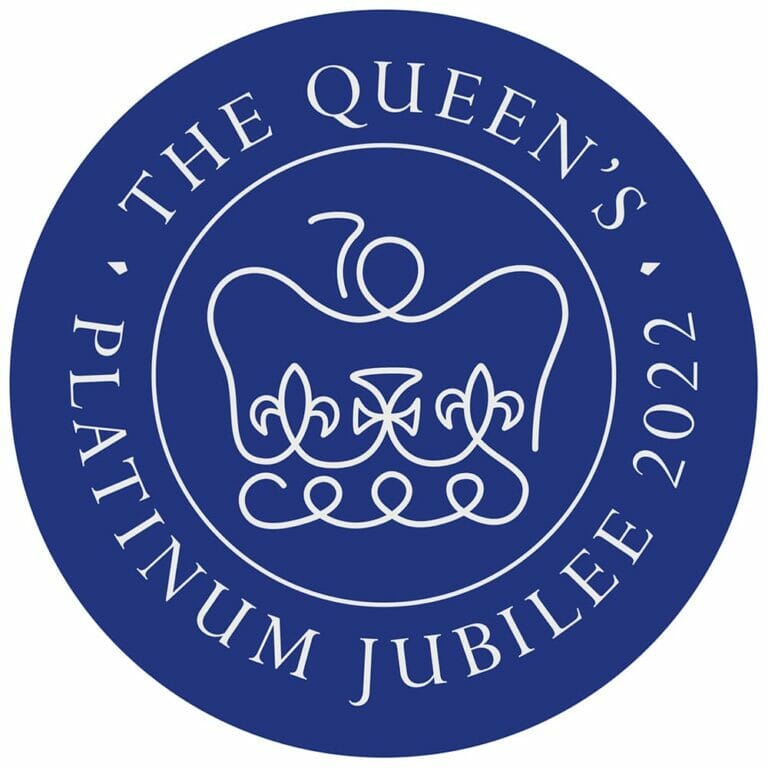 Queen's Platium Jubilee branded blue cake toppers